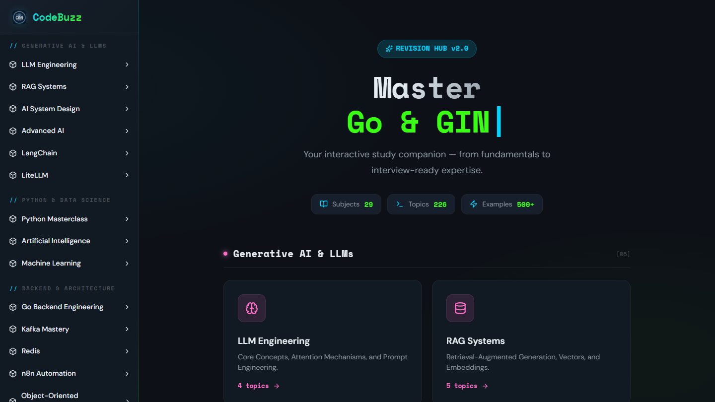 CodeBuzz Revise live website screenshot